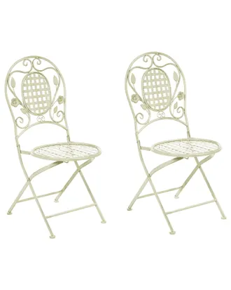 Beliani Beliani - Set Di 2 Sedie Da Giardino Bistro Pieghevoli In Metallo Verde Chiaro Bivio