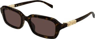 Gucci Rechthoekige Zonnebril - Dames - Accessoires - Bruin - Maat: 50 MM