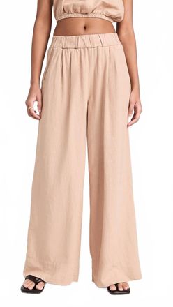 Stateside Linen Wide Leg Pull On Pant In Almond