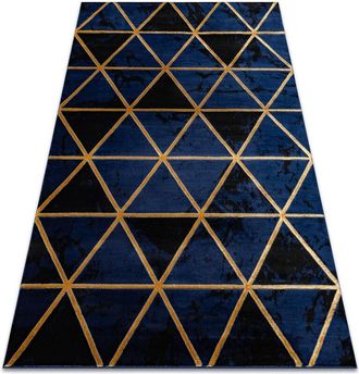 RugsX Alfombra Emerald Exclusivo 1020 Glamour, Elegante M&aacute;rmol, Triangulos Azul Oscuro / Oro Blue 80x150 Cm