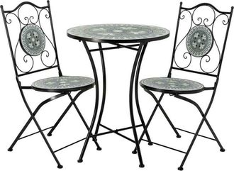 Wanderlust Deco Conjunto De Mesa Y 2 Sillas De Metal Multicolor 60x60x75h Cm, 38x46x90h Cm