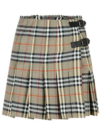 Burberry Grey Wool Mini Kilt