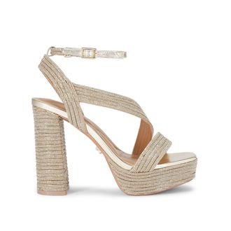 Carvela Womens Gala Platform Jewel Sandals - Gold Fabric - Size UK 7
