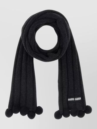 Miu Miu wool blend scarf ribbed texture tassel
