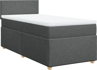 vidaXL Vidaxl - Cama Box Spring Con Colch&oacute;n Tela Gris Oscuro 90x200 Cm