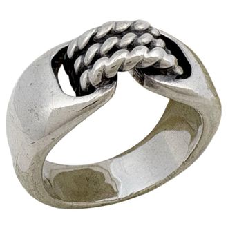 Herm&egrave;s Silver Metal Band Ring (Pre-Owned)