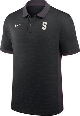 Nike Seattle Mariners Authentic Collection Striped Victory Nike Mens Dri-FIT MLB Polo in Black | 03BG0GJ6MVR-P81