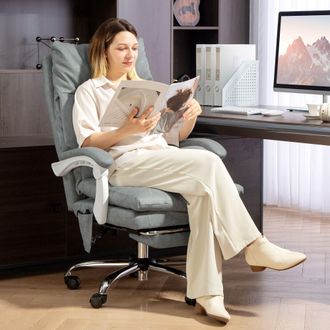 HOMCOM Office Chair with Adjustable Lumbar Support, Computer Chair, Grey