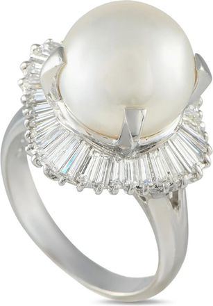 Luxury Bazaar Anello in platino con diamanti e perle - Argento