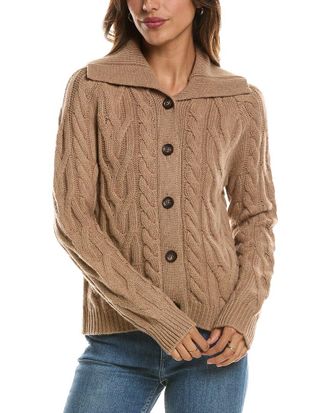 Fort&eacute; Cashmere Luxe Cable Wool & Cashmere-Blend Cardigan