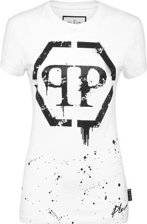 Philipp Plein T-Shirt Ronde Hals Hexagon - Dames - T-shirts - Wit - XS - Katoen - Tops
