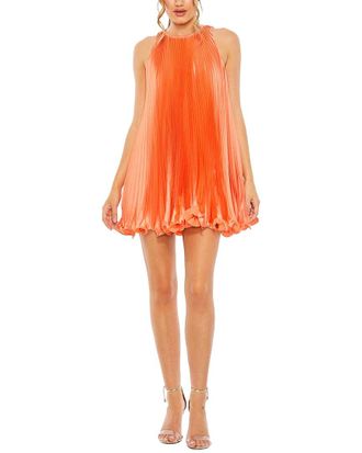Mac Duggal Pleated Halter Neck Flowy Mini Dress