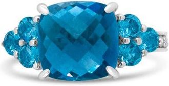 House of Brilliance 18K Gold Topaz & 1/6 Cttw Diamond 3 Stone Style Ring -.5 in White at Nordstrom