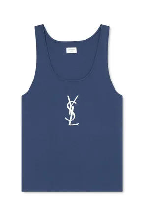 Saint Laurent Logo-Embroidered Cotton-Jersey Tank Top