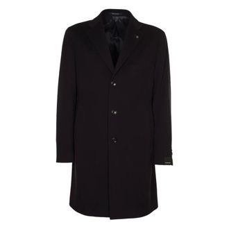 Tagliatore Single-Breasted Coats, male, Black, Size: 2XL Wool Cashmere Coat