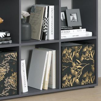 Vicco Separador De Ambientes Nove, Negro, 104 X 108 Cm Con 4 Cajas Plegables Opc.1