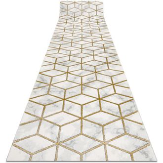 RugsX Alfombra De Pasillo Emerald Exclusivo 1014 Glamour, Elegante Cubo Crema / Oro 80 Cm Yellow 80x420 Cm