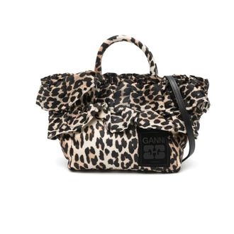 Ganni Handbags, female, Multicolor, Size: ONE SIZE Leopard XXL Tote