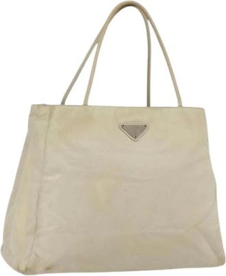 Prada Pre-owned Tote Bags, female, Beige, Size: ONE SIZE Pre-owned Vintage Nylon Tote Bag