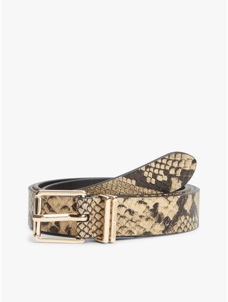 Tommy Hilfiger Womens Snake-Embossed Leather Belt - Snake - 30