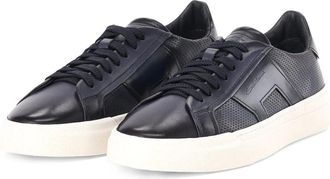 Santoni Sneakers - Heren - Sneakers - Blauw - 42 1/2 EU - Leer - Schoenen