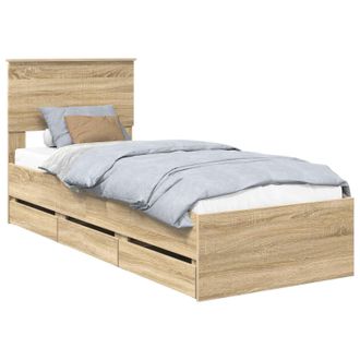 vidaXL Estructura De Cama Roble Sonoma 75 X 190 Cm Madera Ingenieril Vidaxl
