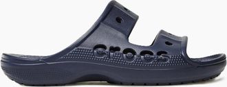 Crocs Mens Baya Slides Open Toe Flats with Lacoste Lettering - Navy - Size: 11 46-47