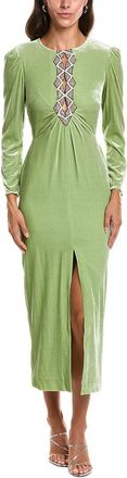 Saloni Saloni Jinx Stretch Velvet Silk-Blend Midi Dress
