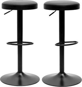 Miliboo Taburetes De Bar Ajustables Negros (juego De 2) Byron