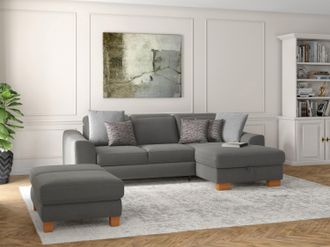 Sit&more Ecksofa »Dundee L-Form« mit Federkern und Massivholzfüssen, wahlweise mit Kopfteilverstellung