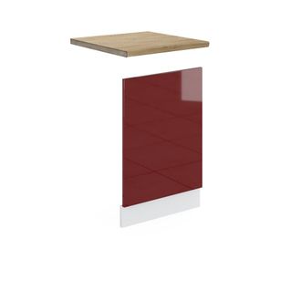Vicco Panel Frontal R-line, Rojo Burdeos Alto Brillo, 45 Cm, Et Roble