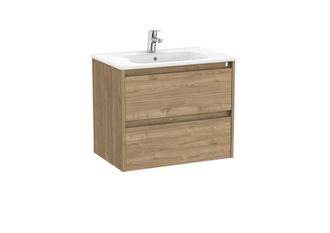 Roca Roca - Pack Unik Mueble De 2 Cajones + Lavabo Tenet Color: Nogal - Medidas: 685x460x565 Mm