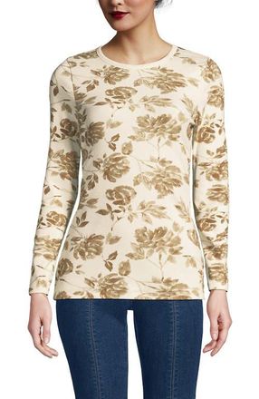 Lands End Cotton Rib T-shirt in Champagne Graphic Floral at Nordstrom, Size X-Small