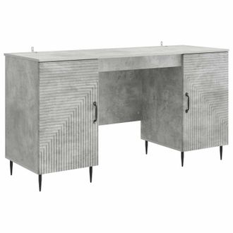 vidaXL Escritorio Con Estante Gris Hormig&oacute;n 142,5 X 50 X 75 Cm Vidaxl