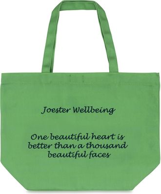 Generic Joester Wellbeing - Cotton/Canvas Tote Bag. (Quote 8: One beautiful heart is better than a thousand beautiful faces, Grass Green)