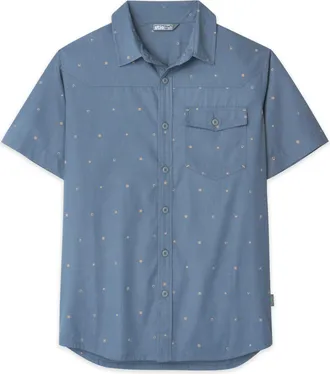 Stio | Mens Curtis Camp Shirt Short Sleeve, Size Extra Large in Vintage Indigo Dots