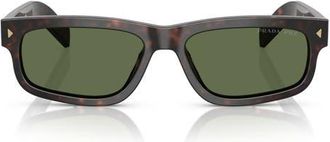 Prada 57mm Polarized Rectangular Sunglasses in Brown Tortoise at Nordstrom