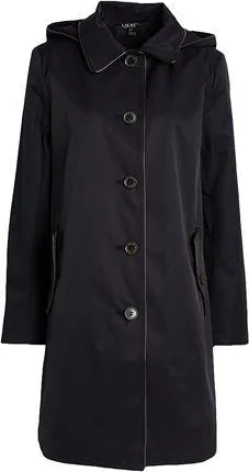 Ralph Lauren FAUX-LEATHER-TRIM HOODED COAT