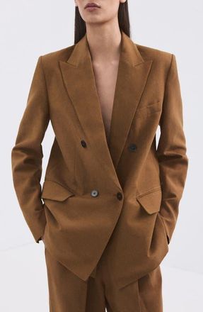 Mango Double Breasted Blazer in Caramel at Nordstrom, Size X-Small