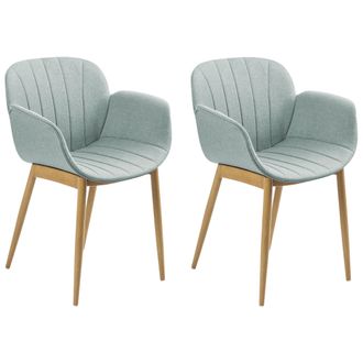 Beliani Beliani - Conjunto De 2 Sillas Verde Menta Madera Clara Poli&eacute;ster Comedor Alice