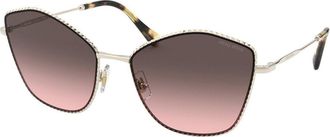 Miu Miu MU60VS ZVN146 Womens Sunglasses Gold Size 60