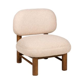 DRAWER Sill&oacute;n de tela boucl&eacute; y madera - beige