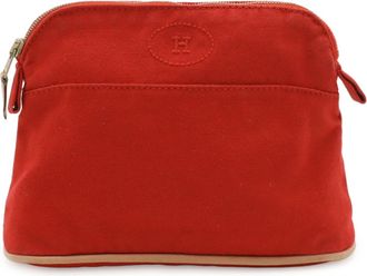 Herm&egrave;s Red Color Canvas Pouch (Pre-Owned)