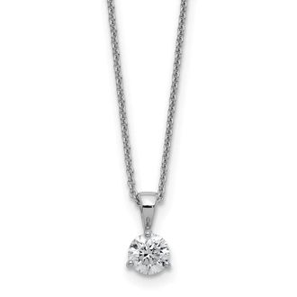 Diamond2Deal 14k White Gold Round cut 1/2 Ct Lab Grown Diamond 3 Prong Solitaire Pendant Necklace 18