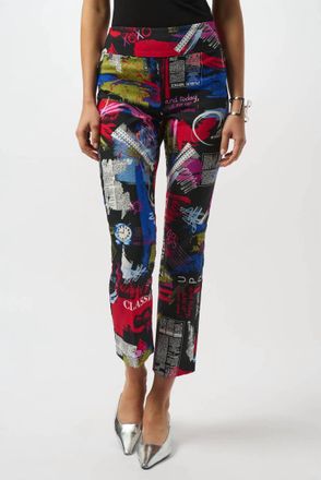 Joseph Ribkoff Geometric Print Straight Leg Pull-On Pants In Multi