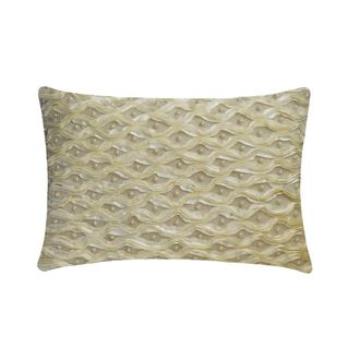 OEM Funda De Almohada Lumbar Homecentric De 30,5 X 66 Cm (12 X 26), De Lino, Con Cinta De Sat&eacute;n Perlado Y Bordado A Mano, Estilo Abstracto Moderno - Marfi