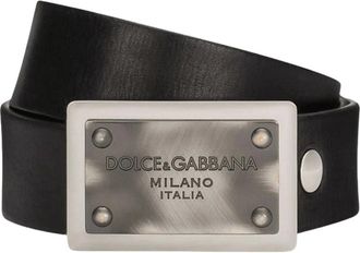 Dolce & Gabbana Leren Riem met Logo Gesp - Heren - Accessoires - Zwart - Maat: 90 CM Leer