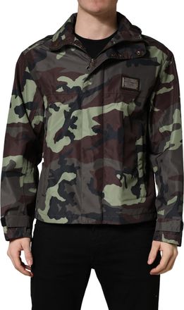 Dolce & Gabbana Multicolor Camouflage Hooded Bomber Mens Jacket