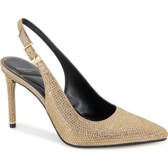 Kenneth Cole Quinnly Crystal Slingback Pointed Toe Pump in Shitake Satin at Nordstrom Rack, Size 8.5