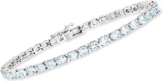 Ross-Simons Aquamarine Tennis Bracelet in Sterling Silver